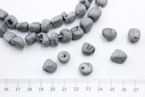 Кварц с напыл, серый металл галтовка 11-14мм, 19см/нить - Рукоделкино Товары для творчества Фурнитура для украшений