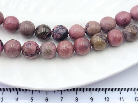 Родонит, круглая 12мм, 16шт/нить - Рукоделкино Товары для творчества Фурнитура для украшений