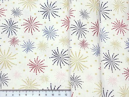 Ткань корейский хлопок 100%, h-110см разноцвет фейерверк на молочн - Рукоделкино Товары для творчества Фурнитура для украшений