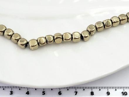 Гематит золото, куб скругленный 6мм, 20см/нить - Рукоделкино Товары для творчества Фурнитура для украшений
