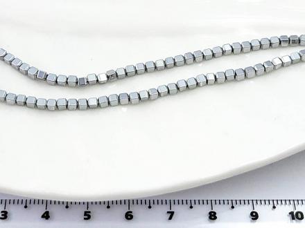 Гематит серебро, куб выпуклый, 2мм, 40см/нить - Рукоделкино Товары для творчества Фурнитура для украшений