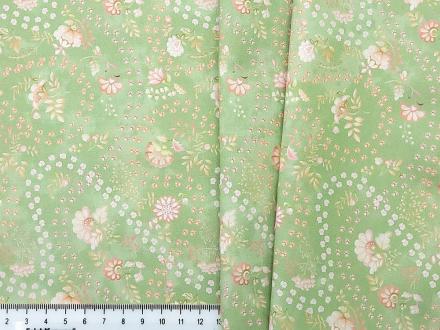 JulidoQuilt 4105-2 Эхо леса (зеленый, гирлянды, роз. цветы) - Рукоделкино Товары для творчества Фурнитура для украшений
